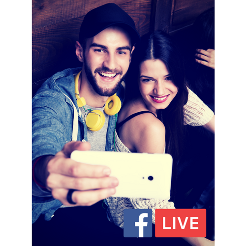 Couple using Facebook Live on a phone