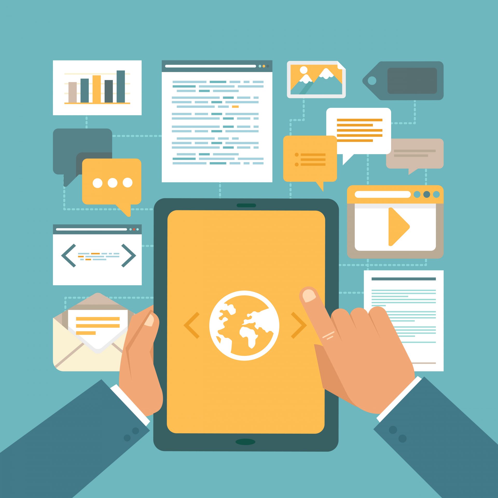 Tablet used for content marketing